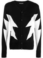 Neil Barrett Thunderbolt Cardigan, Men's, Size: Medium, Black, Merino