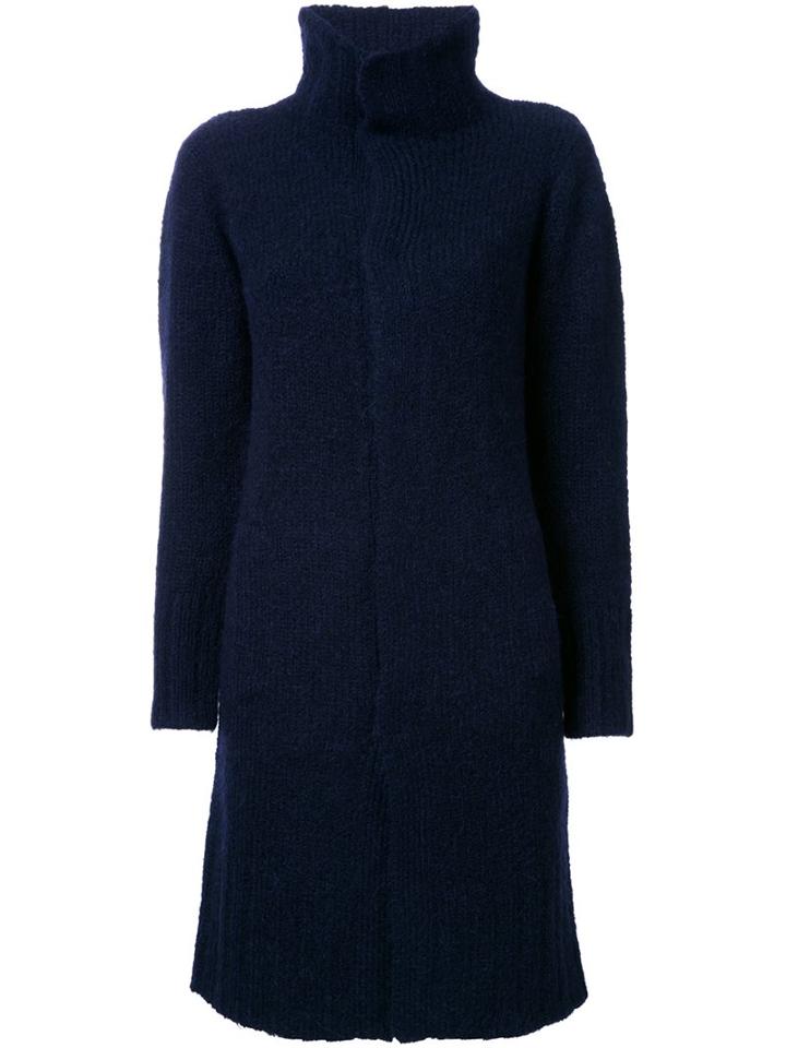 Astraet High Neck Cardi-coat, Women's, Blue, Acrylic/nylon/wool/alpaca
