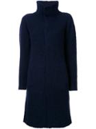 Astraet High Neck Cardi-coat, Women's, Blue, Acrylic/nylon/wool/alpaca