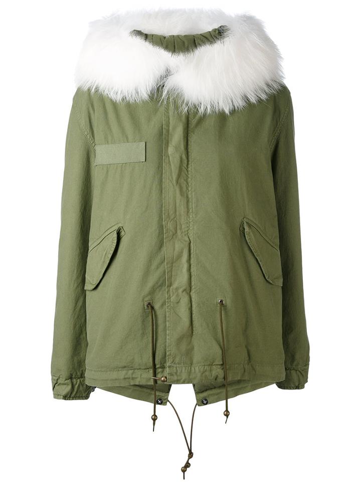 Mr & Mrs Italy - Army Mini Parka - Women - Cotton/lamb Skin/polyester/racoon Fur - M, Green, Cotton/lamb Skin/polyester/racoon Fur