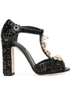 Dolce & Gabbana Sequinned Mary Jane Pumps With Floral Jewel