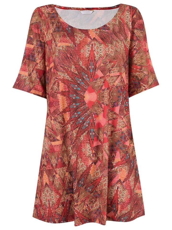 Lygia & Nanny Round Neck Printed Dress, Women's, Size: 48, Red, Polyamide/spandex/elastane