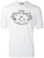 Alexander Mcqueen Skull Crest Henley Shirt, Men's, Size: Medium, White, Cotton