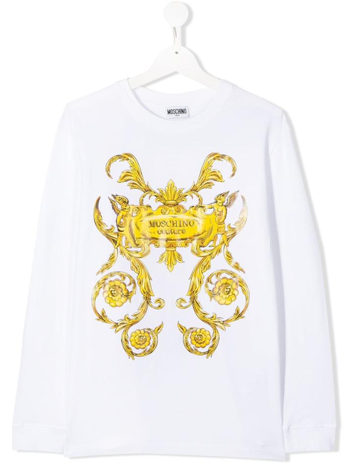 Moschino Kids Baroque Print Sweatshirt - White