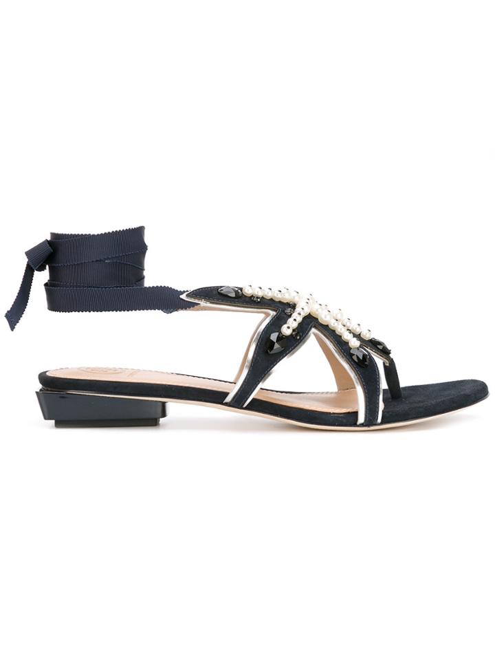 Tory Burch Seashore Flat Sandals - Blue