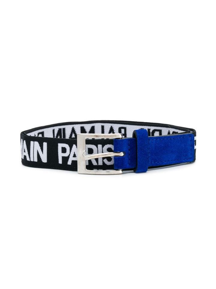 Balmain Kids Logo Print Belt - Black