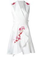 Carven Embroidered Flower Dress, Women's, Size: 42, White, Cotton/acetate/silk