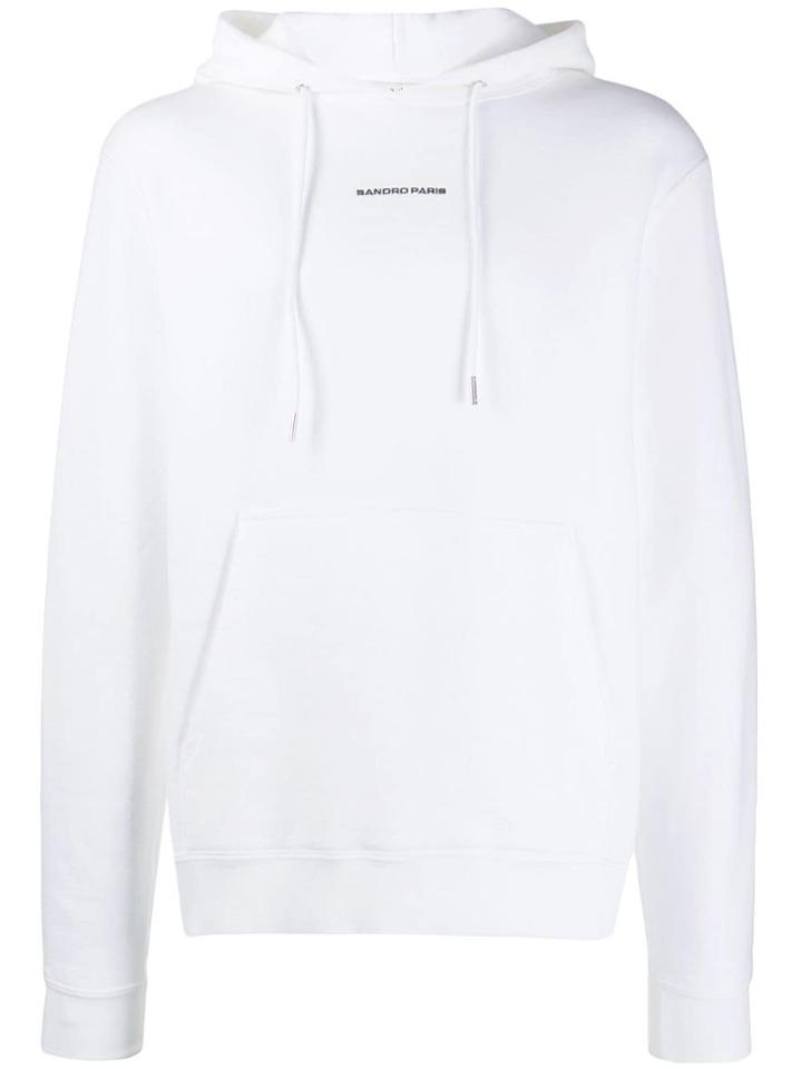 Sandro Paris Contrast Logo Hoodie - White