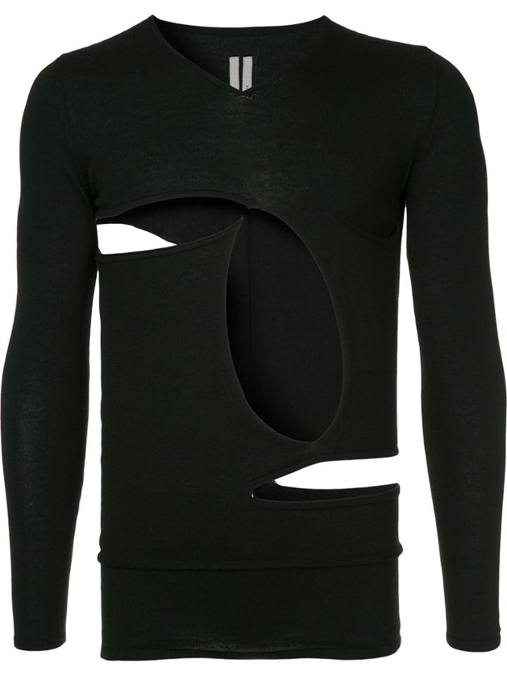 Rick Owens Longsleeved Shreded Top - Black