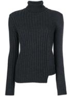 P.a.r.o.s.h. Asymmetric Hem Roll Neck Sweater - Grey
