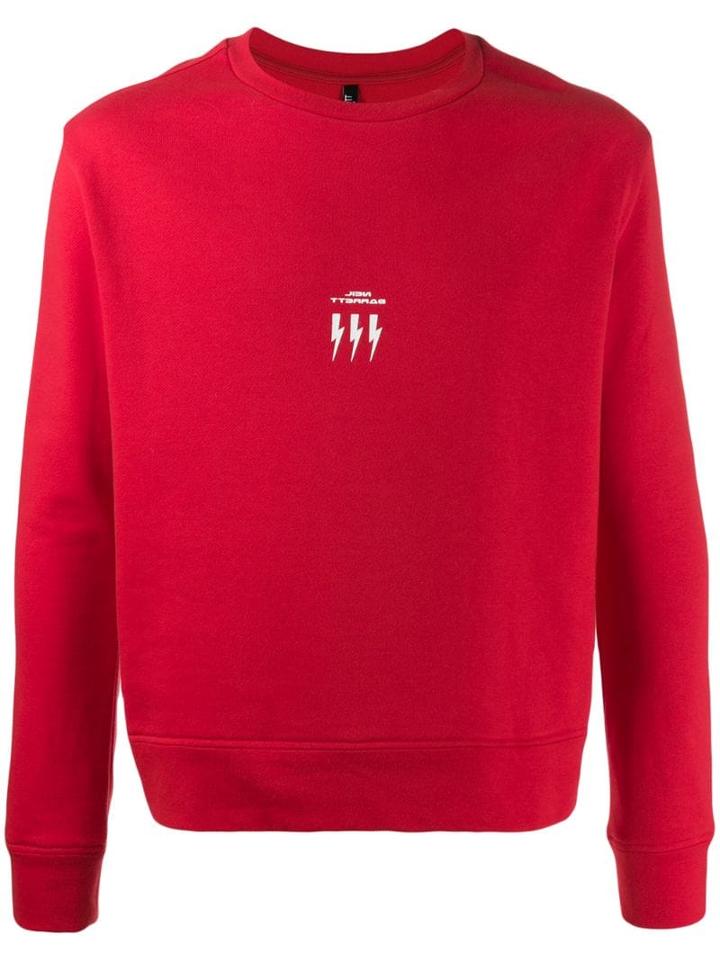 Neil Barrett Crew Neck Logo Sweater - Red