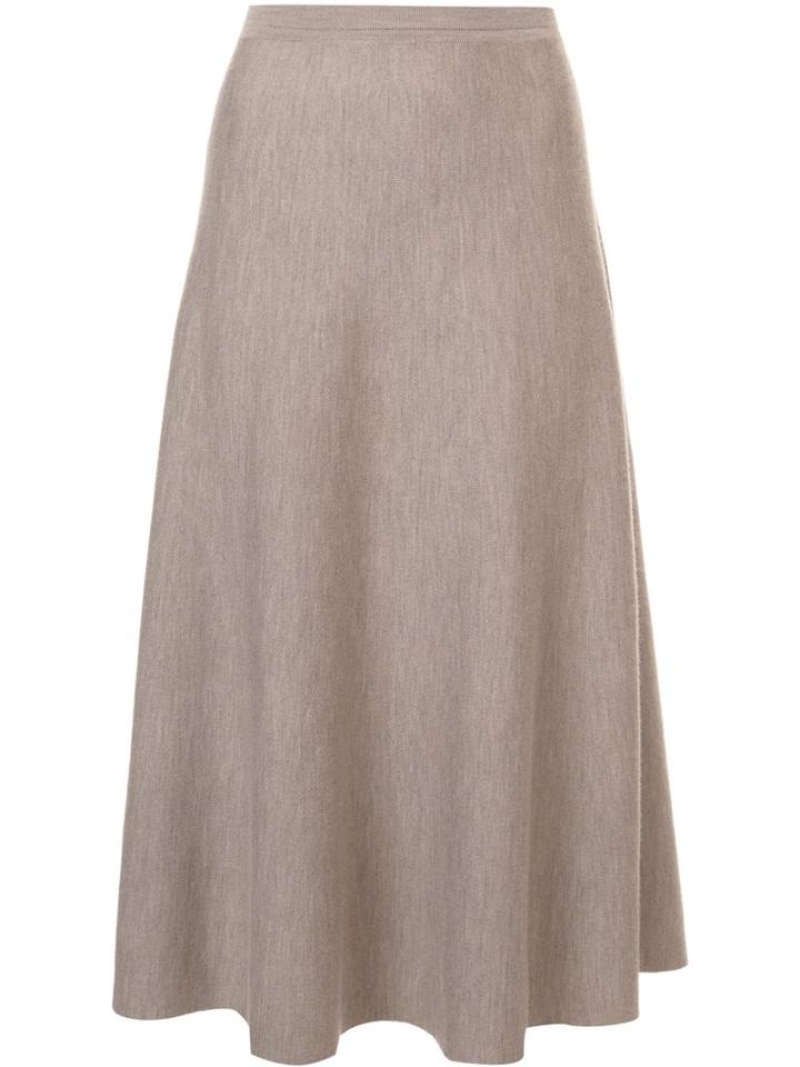 Gabriela Hearst Flared Midi Skirt, Women's, Size: Large, Brown, Wool/cashmere/nylon/spandex/elastane