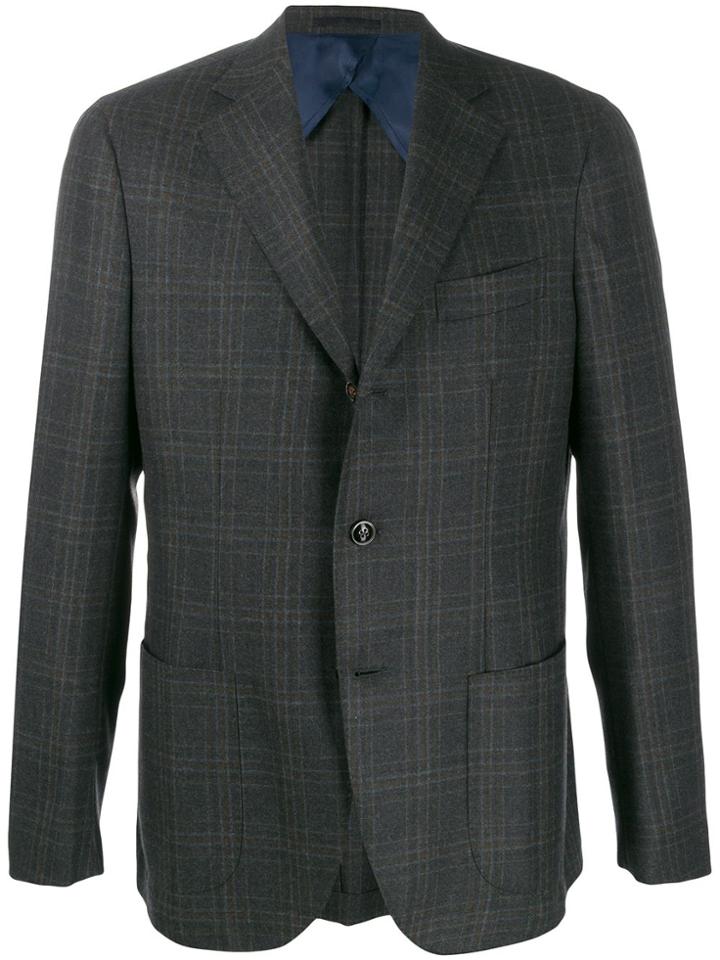 Barba Jimmy Check-print Blazer - Grey