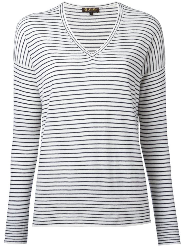 Loro Piana Breton V-neck Sweater, Women's, Size: Large, White, Cashmere