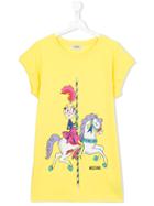 Moschino Kids Carousel Print T-shirt Dress, Girl's, Size: 14 Yrs, Yellow/orange