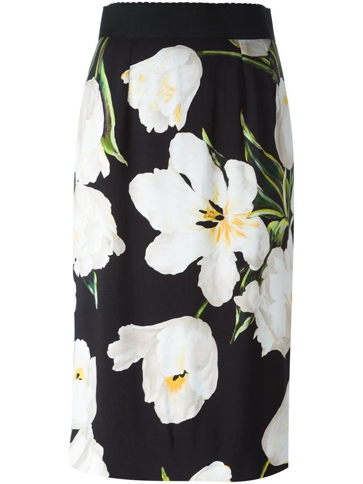 Dolce & Gabbana Tulip Print Pencil Skirt