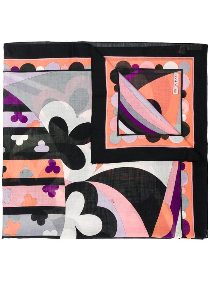 Emilio Pucci Large Printed Scarf - Black