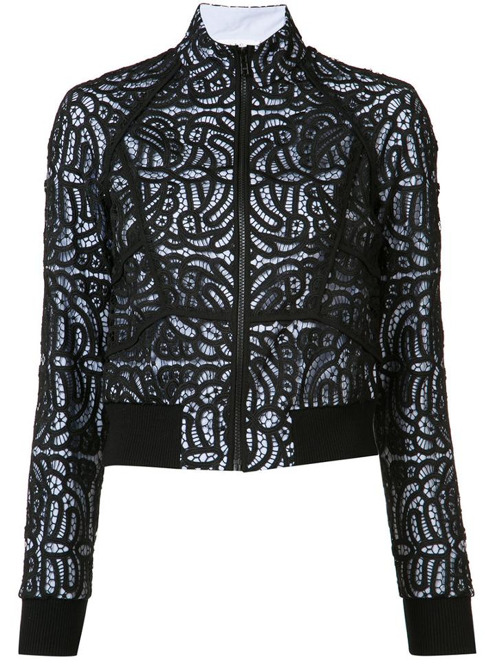 A.l.c. Lace Bomber Jacket, Women's, Size: 6, Black, Cotton/spandex/elastane/viscose/polyester