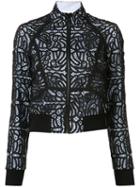 A.l.c. Lace Bomber Jacket, Women's, Size: 6, Black, Cotton/spandex/elastane/viscose/polyester