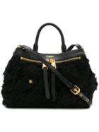 Moschino Shearling Logo Tote - Black