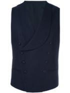 Tagliatore Double-breasted Waistcoat, Men's, Size: 48, Blue, Virgin Wool/cupro