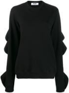 Msgm Ruffle Details Sweatshirt - Black