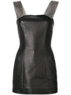 Christopher Kane Leather And Crystal Mini Dress - Black