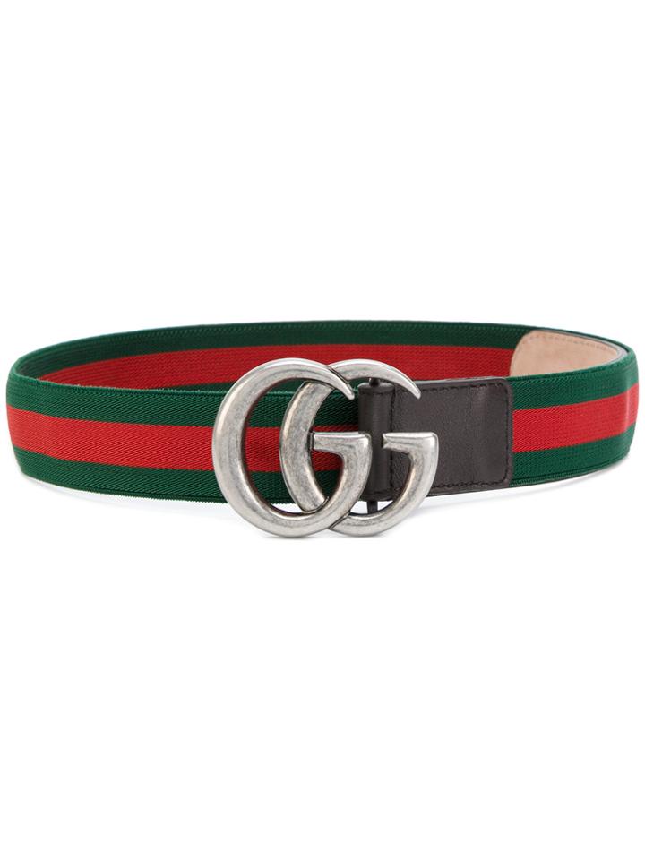 Gucci Kids Web Gg Buckle Belt - Green
