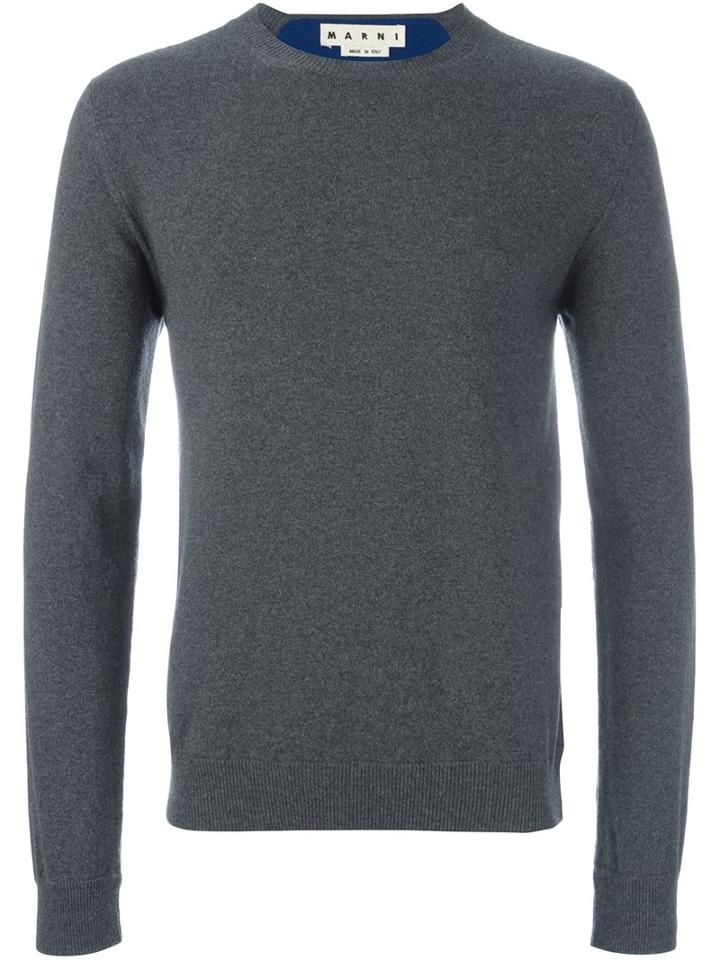 Marni Crew Neck Jumper, Men's, Size: 46, Grey, Cashmere/virgin Wool
