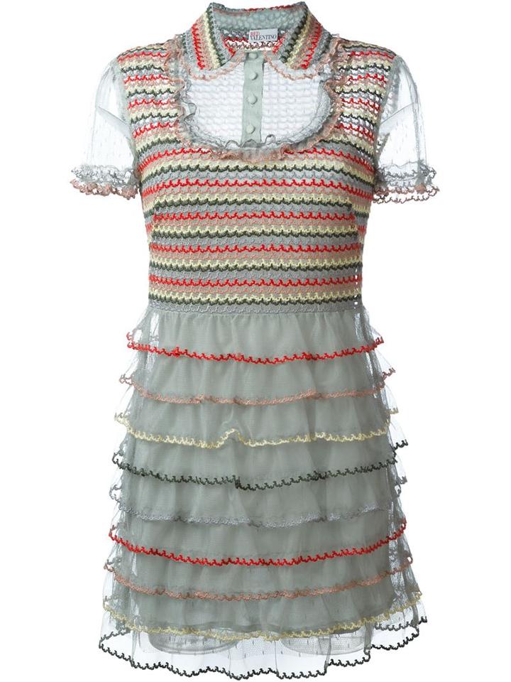 Red Valentino Ruffled Polo Shirt Dress