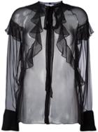 Givenchy Sheer Ruffle Detail Blouse, Women's, Size: 40, Black, Silk