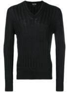 Tom Ford V-neck Cable Knit Jumper - Black
