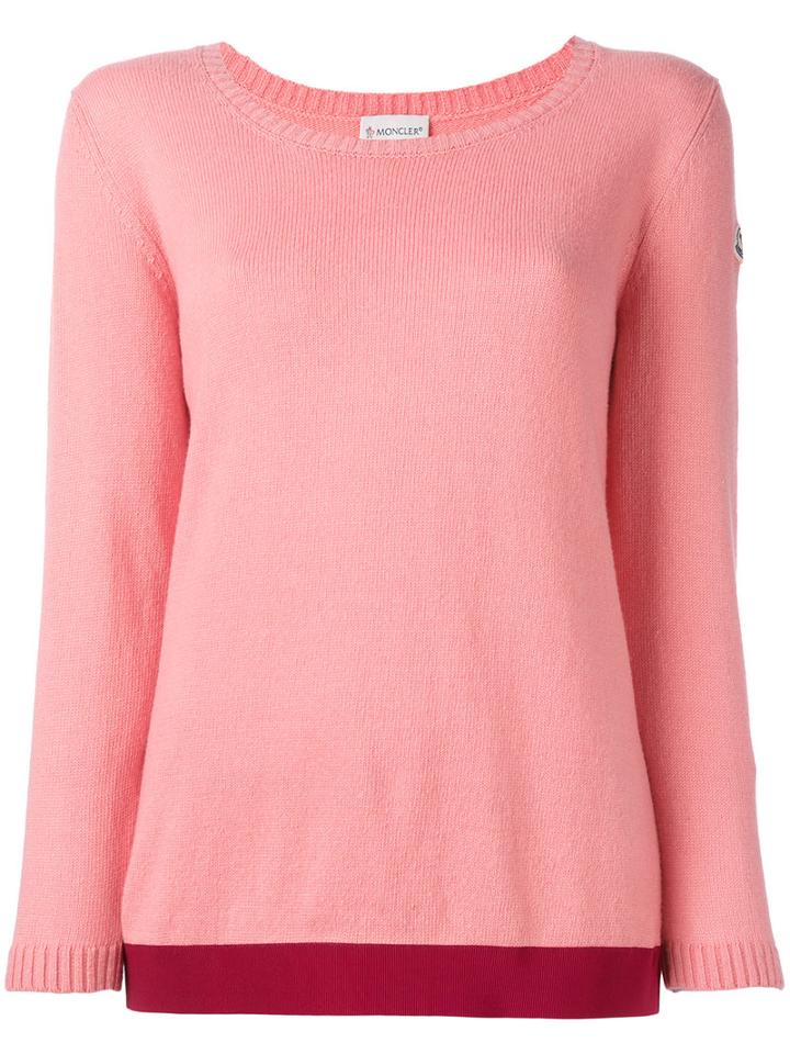 Moncler Contrast Trim Knitted Jumper, Women's, Size: Small, Pink/purple, Cotton