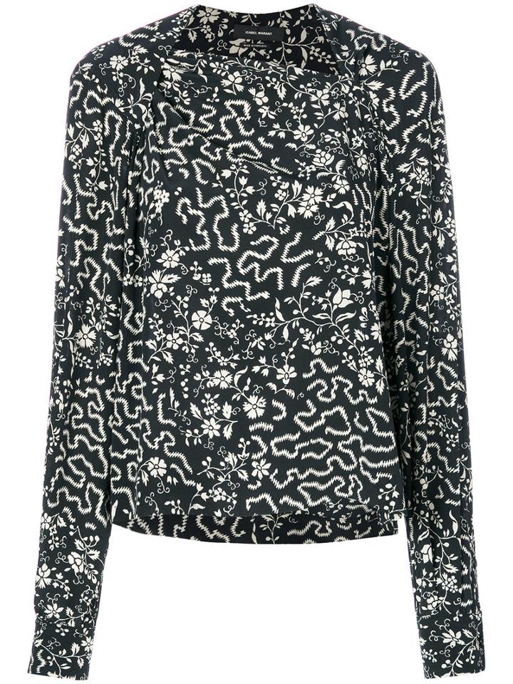 Isabel Marant - Ioudy Floral Print Top - Women - Silk/spandex/elastane - 36, Black, Silk/spandex/elastane