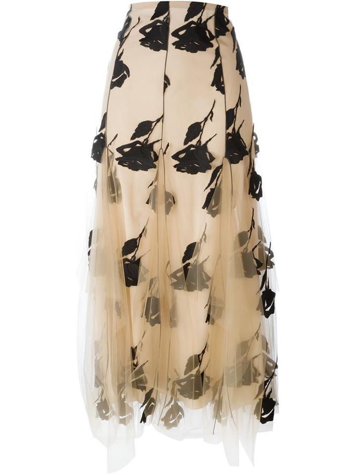 Blumarine Rose Embroidered Tulle Skirt