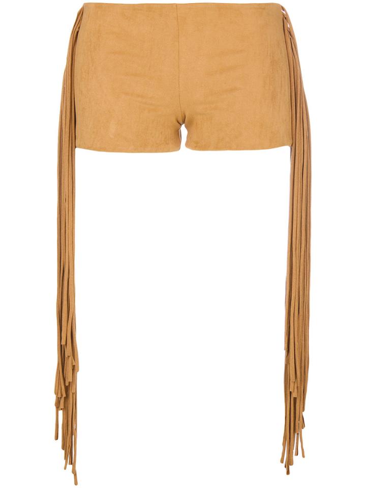 Fisico Fringed Shorts - Brown