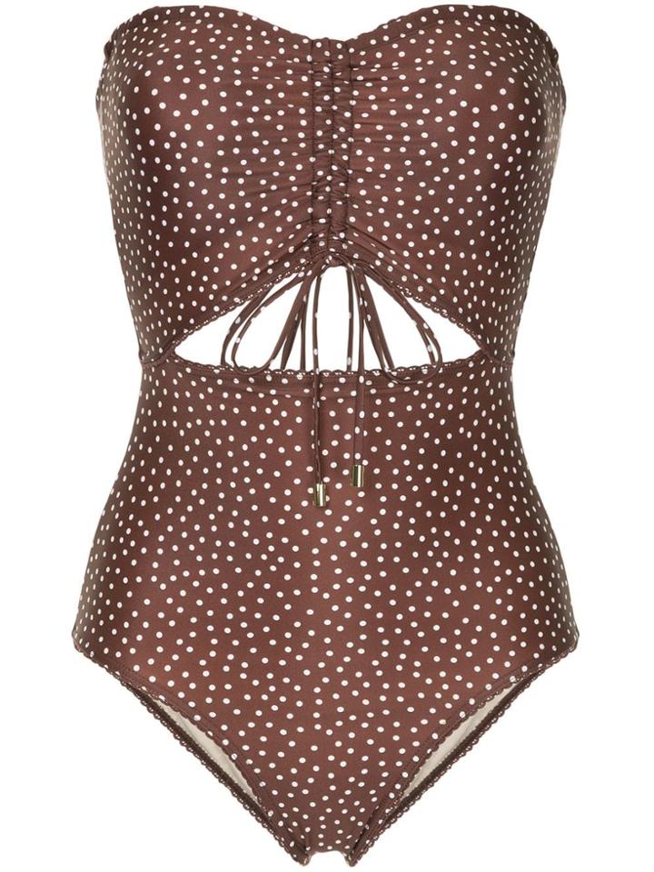 Peony Freckle Ruched One Piece - Brown