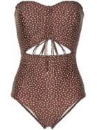 Peony Freckle Ruched One Piece - Brown