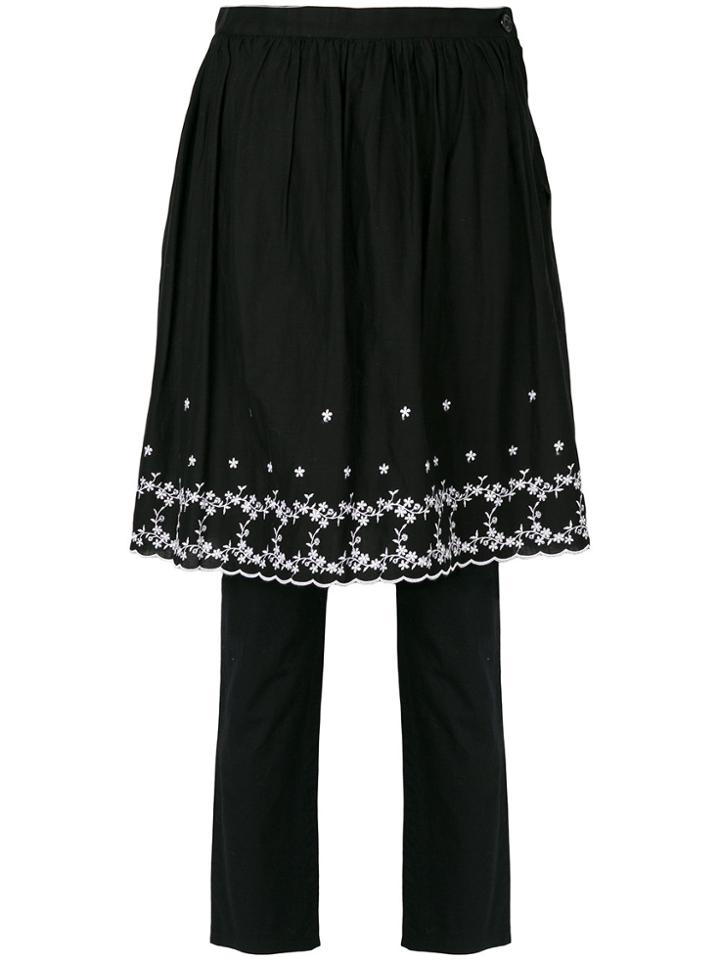 Comme Des Garçons Vintage Embroidered Skirt Over Trousers - Black