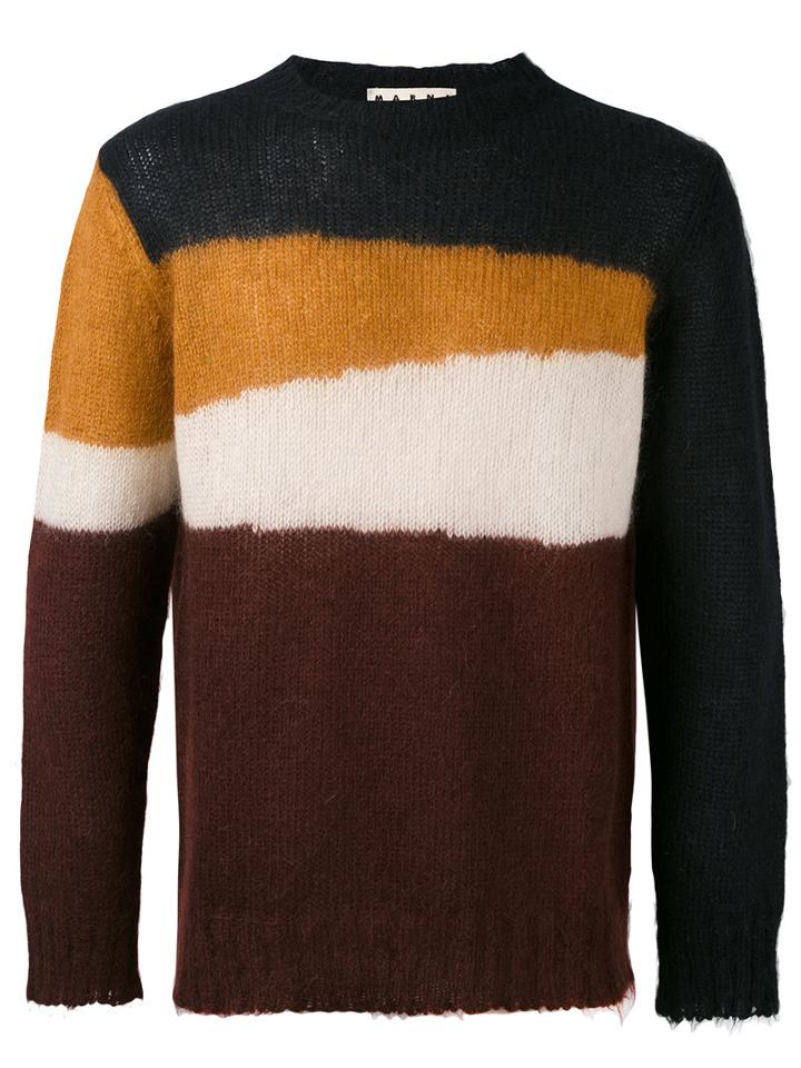 Marni - Stripe Panel Jumper - Men - Polyamide/mohair/wool - 46, Blue, Polyamide/mohair/wool