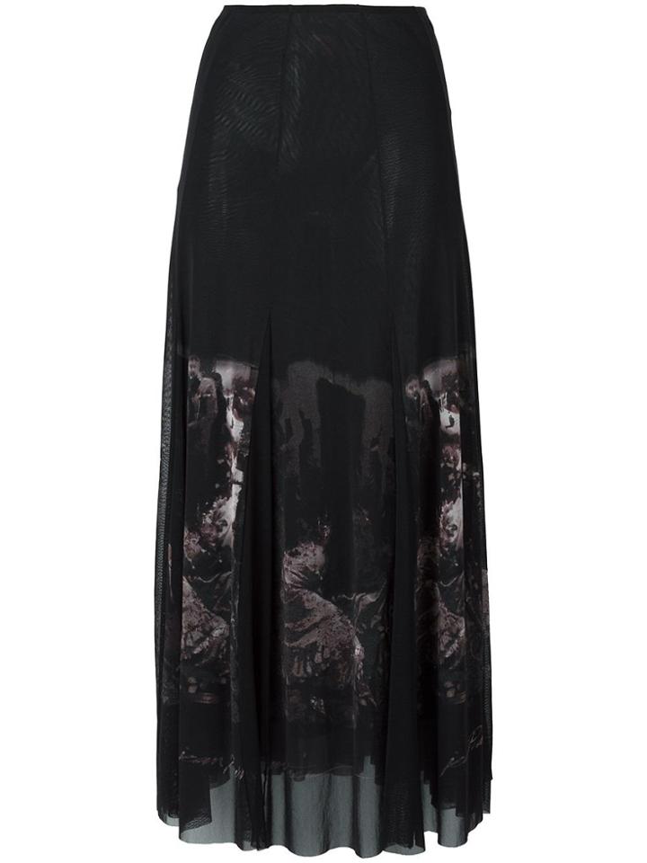Jean Paul Gaultier Vintage Sheer Printed Skirt - Black