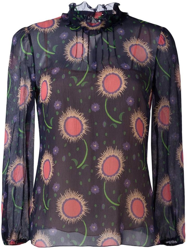 Red Valentino Printed Blouse, Women's, Size: 38, Blue, Silk/polyester