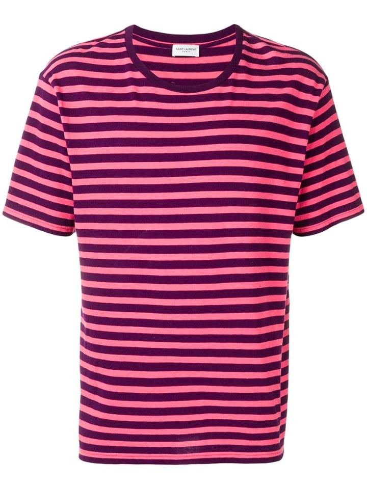 Saint Laurent Striped Print T-shirt - Pink