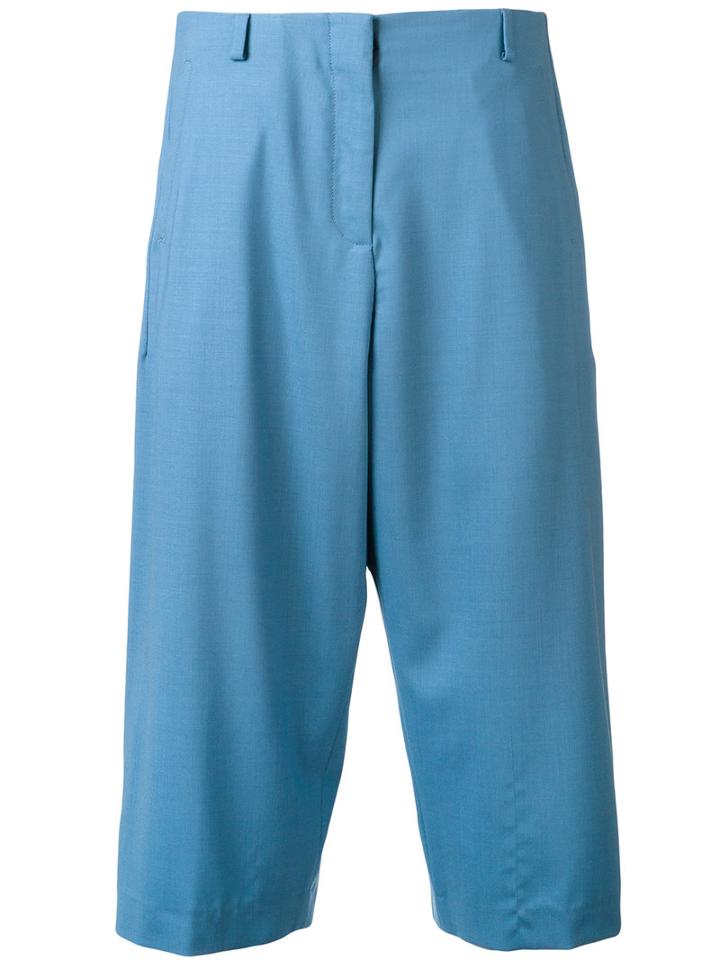 Aalto Pleated Cropped Trousers, Women's, Size: 38, Blue, Spandex/elastane/virgin Wool/cork