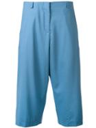 Aalto Pleated Cropped Trousers, Women's, Size: 38, Blue, Spandex/elastane/virgin Wool/cork
