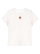 Tu Es Mon Trésor Heart Embroidered Mesh T-shirt - Yellow