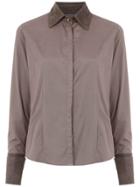 Clé Shirt With Leather Details - Grey