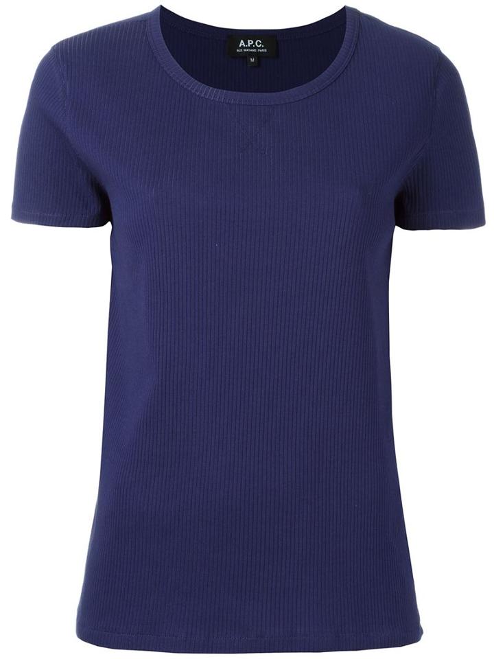 A.p.c. Scoop Neck T-shirt, Women's, Size: L, Blue, Cotton/spandex/elastane