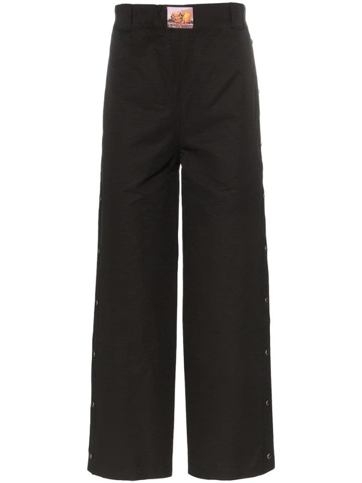 Boramy Viguier Side Popper Detail Straight Leg Trousers - Black