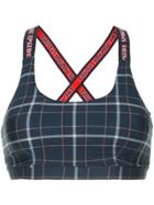 The Upside Check Print Bra Top - Blue